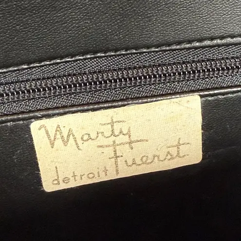 Vintage Marty Fuerst Detroit Suede Leather Purse Gray Floral Crossbody Clutch