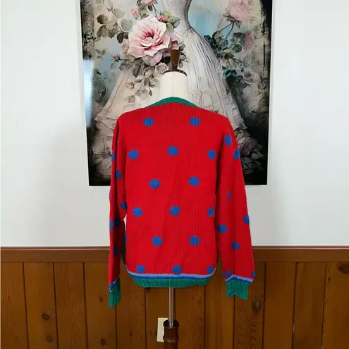 Fabulous Vintage 1980s B.G. Day Cotton Novelty Sweater! Red Size M