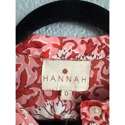 Womens Hannah Artwear 100% Silk Printed Josephine Jumpsuit size 4 Artsy Bohemian Pink