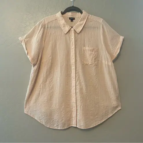 Torrid  textured woven button-front shirt in peach blush size 2X