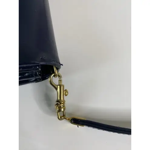 Vintage EROS Womens Navy Blue Leather Shoulder Bag Made In England