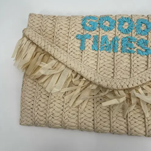 BTB Beyond the Beach Clutch 'Good Times' Natural Turquoise Beach Travel Vacation