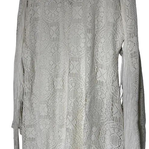 NWT Idyllwind by Miranda Lambert Ivory White Lace Midi Dress with Fringe Sleeves Size XXL