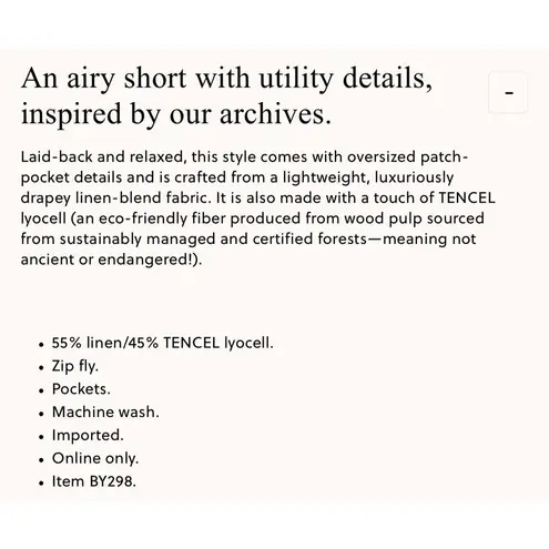 J.CREW Seaside Cargo Short in Linen