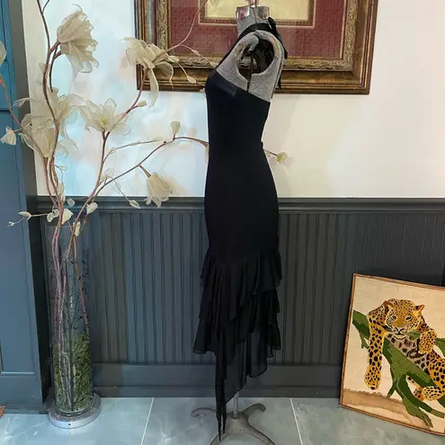 Vintage 90s I.N. San Francisco Gothic Black Halter Asymmetrical Faerie Dress~S💚