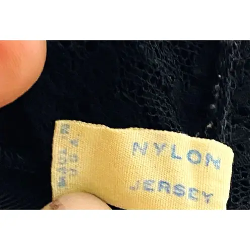 VTG 1960s Van Raalte Black Full Slip Lace Nylon Under Garment Made in USA Sz 36