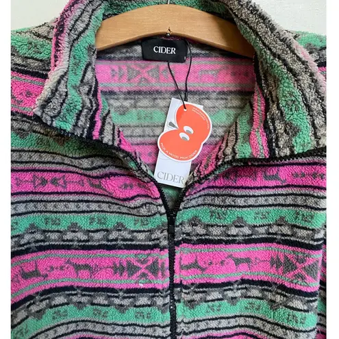 Cider  Fleece Stand Collar Aztec Print Jacket SZ S NWT