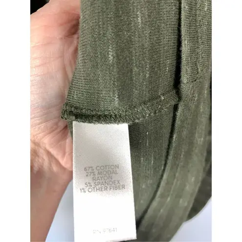 Pure Jill Women's Striped Pullover Long Sleeve Dress Olive Green Size Medium