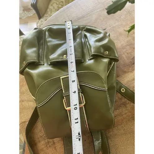 Backpack Mini Women’s Green Simulated Leather Gold Fittings Great Condition