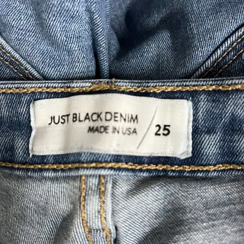 Just Black Jeans Womens 2 25 Blue Slim Straight Crop Frayed Whiskering Casual