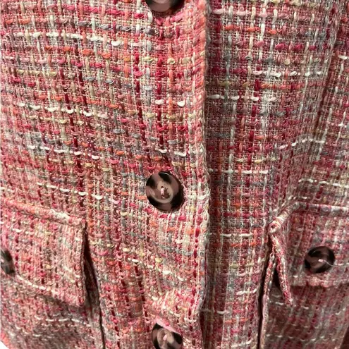 NWT Vintage Carlucci Pink Tweed Fully Lined Pea Coat Sz 14
