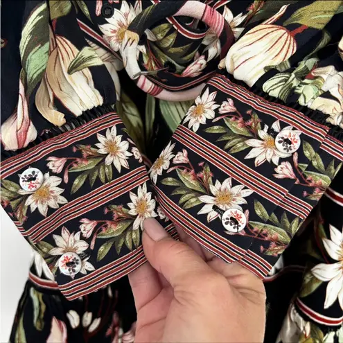 Farm Rio Black Surreal Flowers Long Sleeve Mini Dress Size S