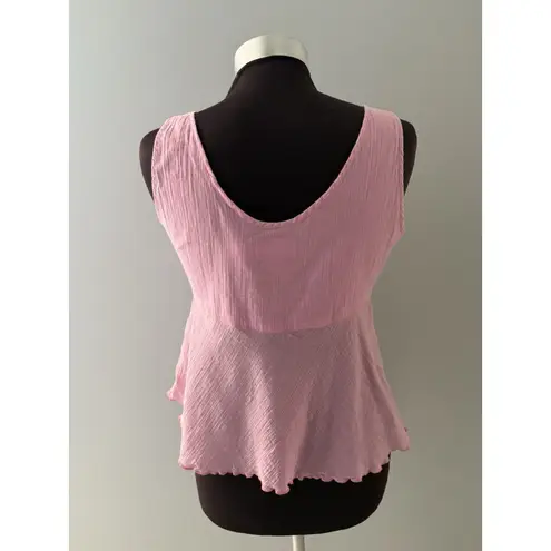 Jams World Voile Babydoll Tank Top Size S Pink Lightweight Fairy Beach Sheer
