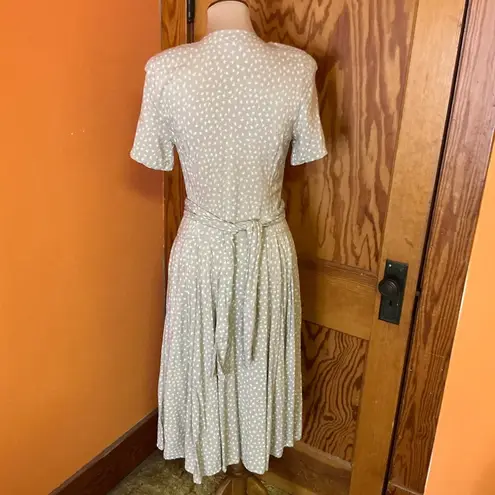 Vintage 80s Together Beige Floral Drop Waist Midi Dress Size 6