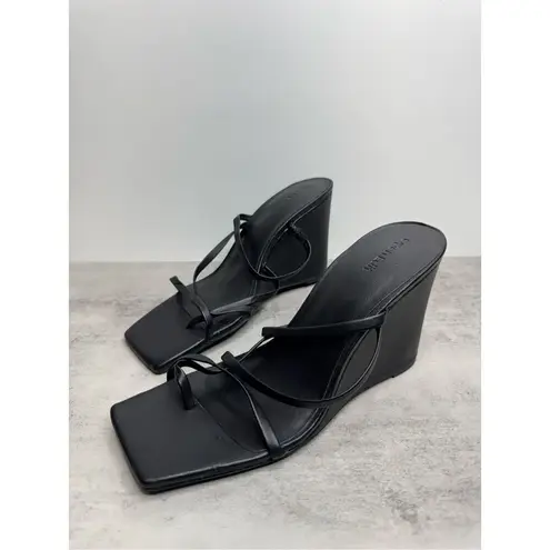 Open Edit  Wedge Sandals Size 9 Black Open Square Toe - Image 2