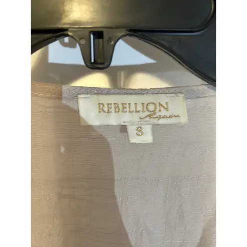 Rebellion Again Kimono Maxi Dress Beige Lace Trim Tie Waist Long Sleeve size 2 Tan