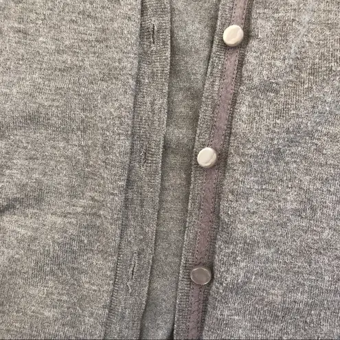 Cable & Gauge Button-Up 3/4 Sleeve Cardigan Grey Medium