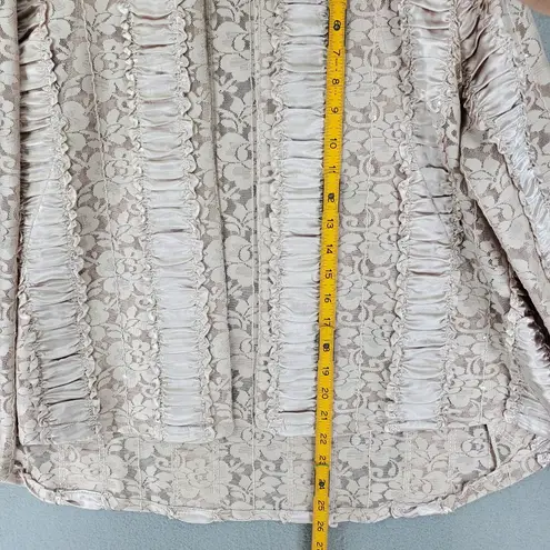 Alberto Makali Vintage  Lace Crinkle Top Womens L Beige Whimsigoth Cardigan USA - Image 6