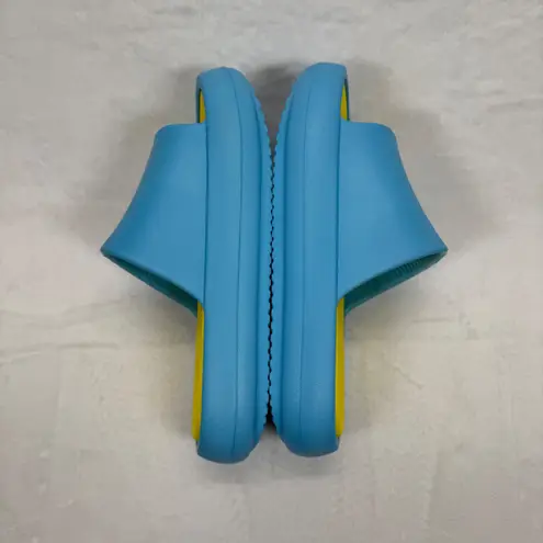 J/Slides Beach Slides Turquoise Yellow EVA Squish Sandals Size 9M Blue