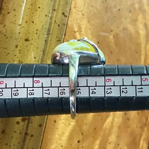 Natural Connemara Marble Sterling Silver Claddagh Ring Size 7 Green