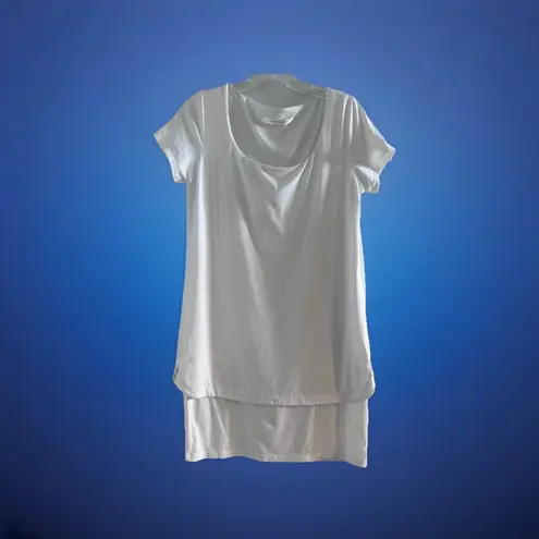 Susana Monaco  Womens Tee Shirt Short‎ Sleeve Single Tiered Mini Dress white  L