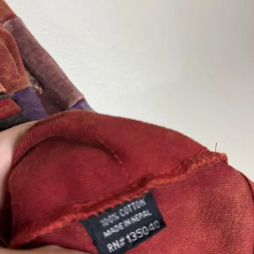 Rising International Jacket Womens Large Red Boho Floral Patchwork Zip Hoodie