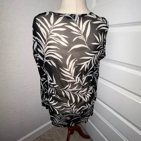 British Home Store Bhs Tropical Print Sheer Mesh Tunic Cover Up Dress Size 14