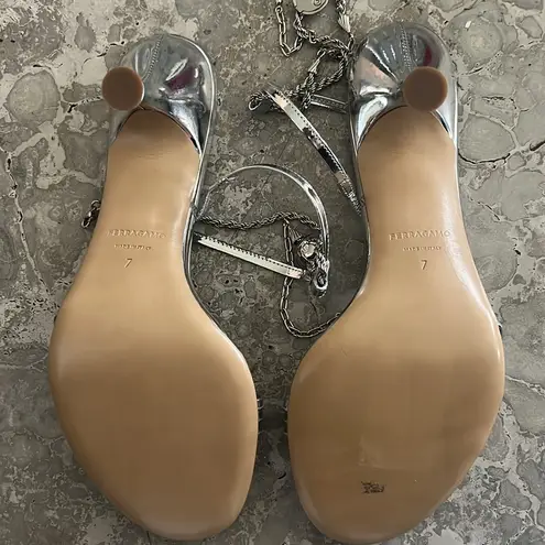 Salvatore Ferragamo Ferragamo Denise Sandals 70mm in Silver, Size 7 NEW in Box