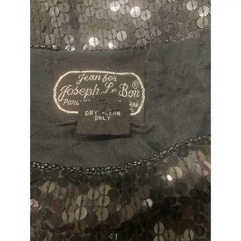 Vintage Jean for Joseph Le Bon 100% Pure Silk Black Sequin Top Women's Size L Size L