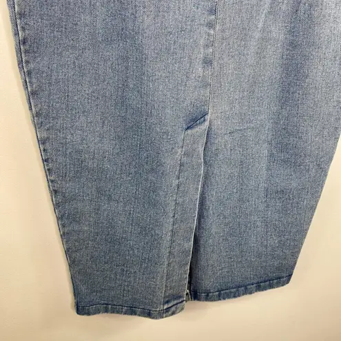 An C'Mon Women Denim Midi Pencil Skirt Size M/10 Wool Cotton Slit Light Wash Blue Size M