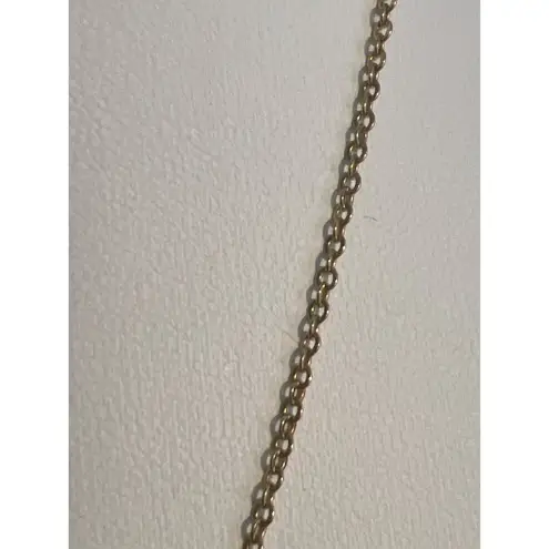 Vintage Gold Tone Chain Necklace Pearl Bead Boy Girl Etched Charms Choker Collar