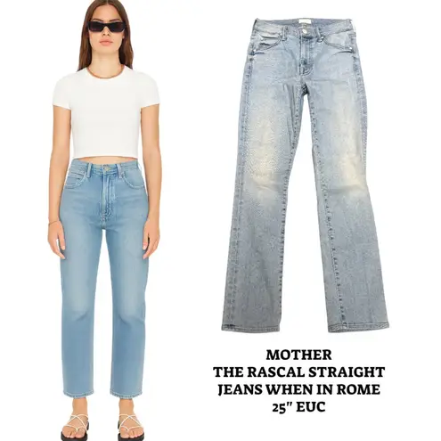 MOTHER THE RASCAL STRAIGHT JEANS IN WHEN IN ROME 25" EUC Blue