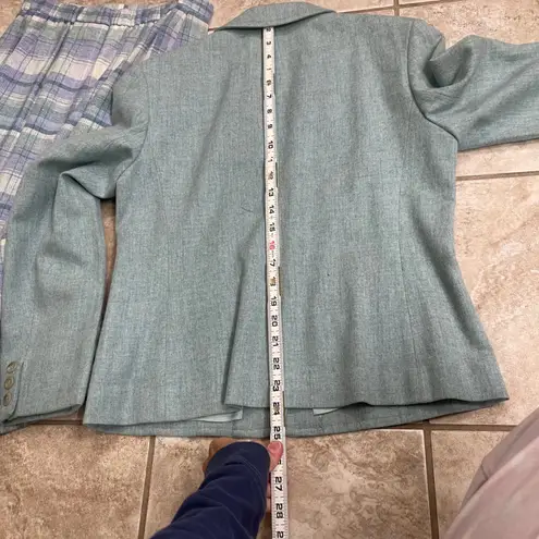 Pendleton Women's 2 Piece Plaid Wool Blazer Skirt Set Size 12 Blue Purple plaid