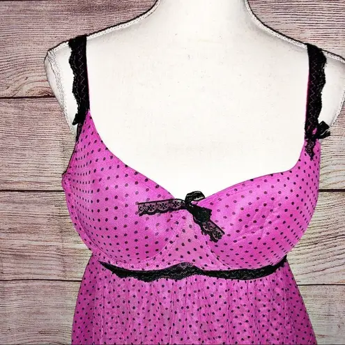 Jaclyn Smith  Pink and Black Polka Dot Camisole Size L