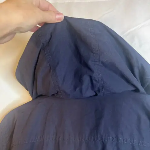 ZX Platinum Hooded Zip Up Rain Wind Jacket Lightweight Cotton Blend Size Large Blue