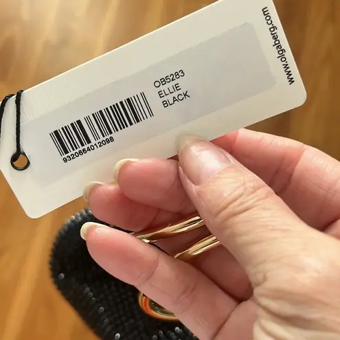 Oloa Bero Ellie Crystal Mesh Ring Handle Bag Black