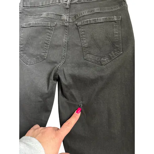 MOTHER High Waisted Looker Ankle Fray in Guilty Glitter Racer Stripe Size 29 Black