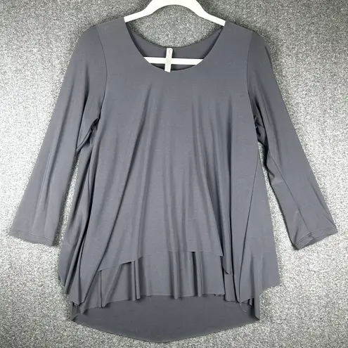 Last Tango Tunic Top Gray Layered Long Sleeve Stretch Knit Staple Small