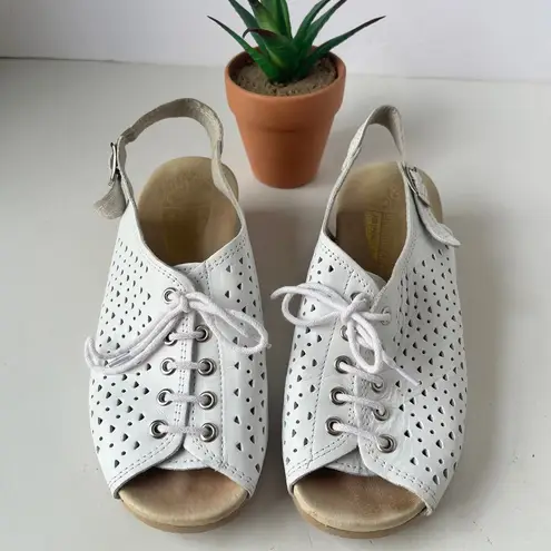 Worishofer 251 Slingback Womens Shoes Size 36 Orthopedic Comfort Lace Up Wedge White