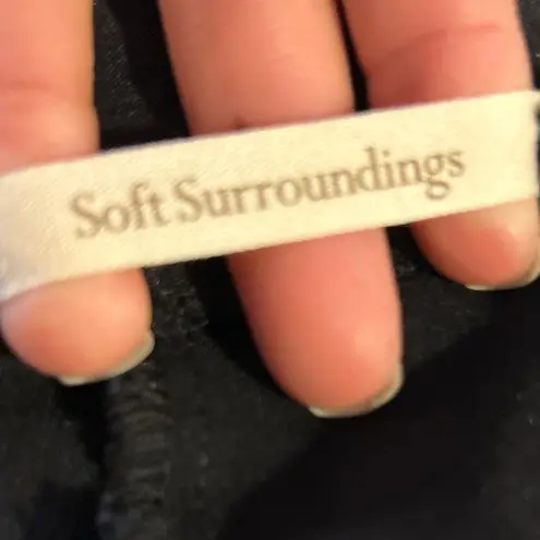 Soft Surroundings Womens Pants Size 1x Black Cropped Pants Crochet Hem Pull On