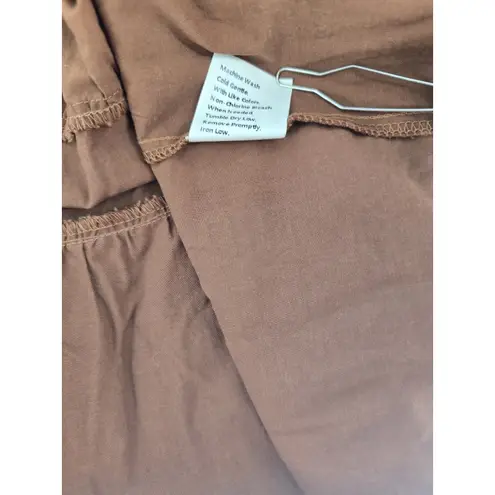 Pretty Garden Womens Brown Long Sleeve Tie Front Peplum Blouse Top XXL Size undefined