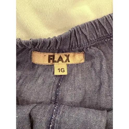 Flax High Rise Pull On Wide Leg Cropped Pants Blue Women's Plus Size 1G (18/20)