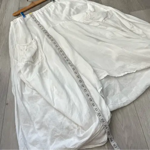 Lagenlook Balloon Skirt cotton asymmetrical midi womens White (medium) artsy vtg