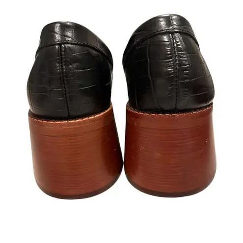 Dolce Vita Talie Black Crocodile Faux Leather Heeled Loafers, Sz 8