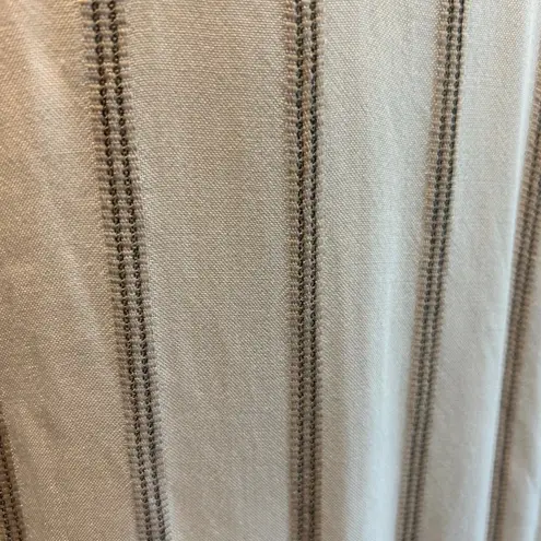 Fever Women's Tunic Blouse Top SZ XL Peasant Sleeve Cream Crochet Stripe Boho Brown