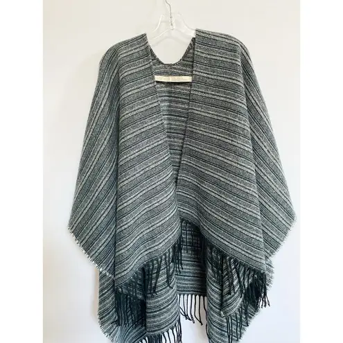 Loft Women's Dark Blue Gray Striped Cape Poncho One size Size undefined