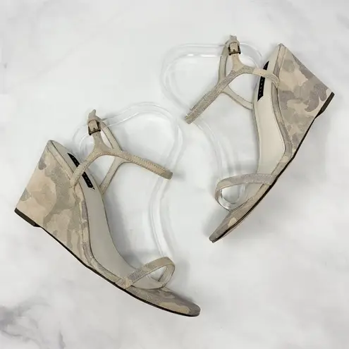 Anthropologie NEW  Camo Suede Barely There Minimalist Midi Wedge Sandal Heels 10