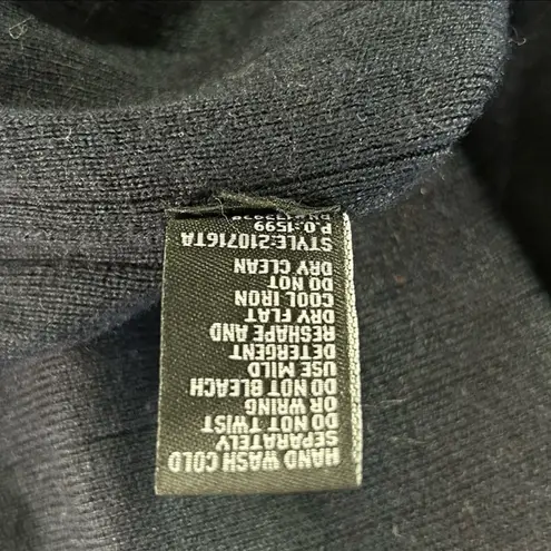 CLICHÉ Navy Wool Blend Sweater Small | Trendy Pleated Bell Sleeve Pullover Blue