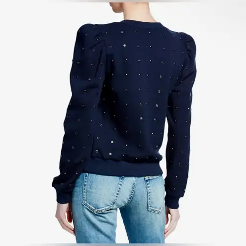 ALC Frank A.L.C. - Azalia Studded Embellished Puff-Sleeve Sweatshirt in Navy - XS | $365