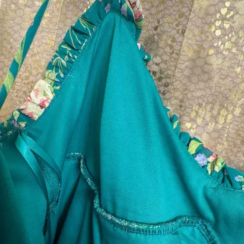 City Studio Teal Green Floral Printed Juniors Babydoll Mini Dress XXL NWT Size undefined